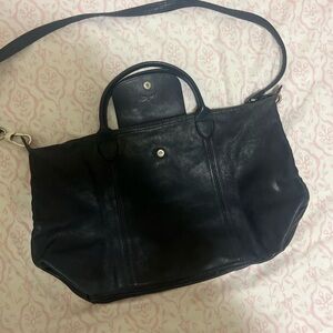 Dark blue Longchamp leather Le Pliage- Medium
